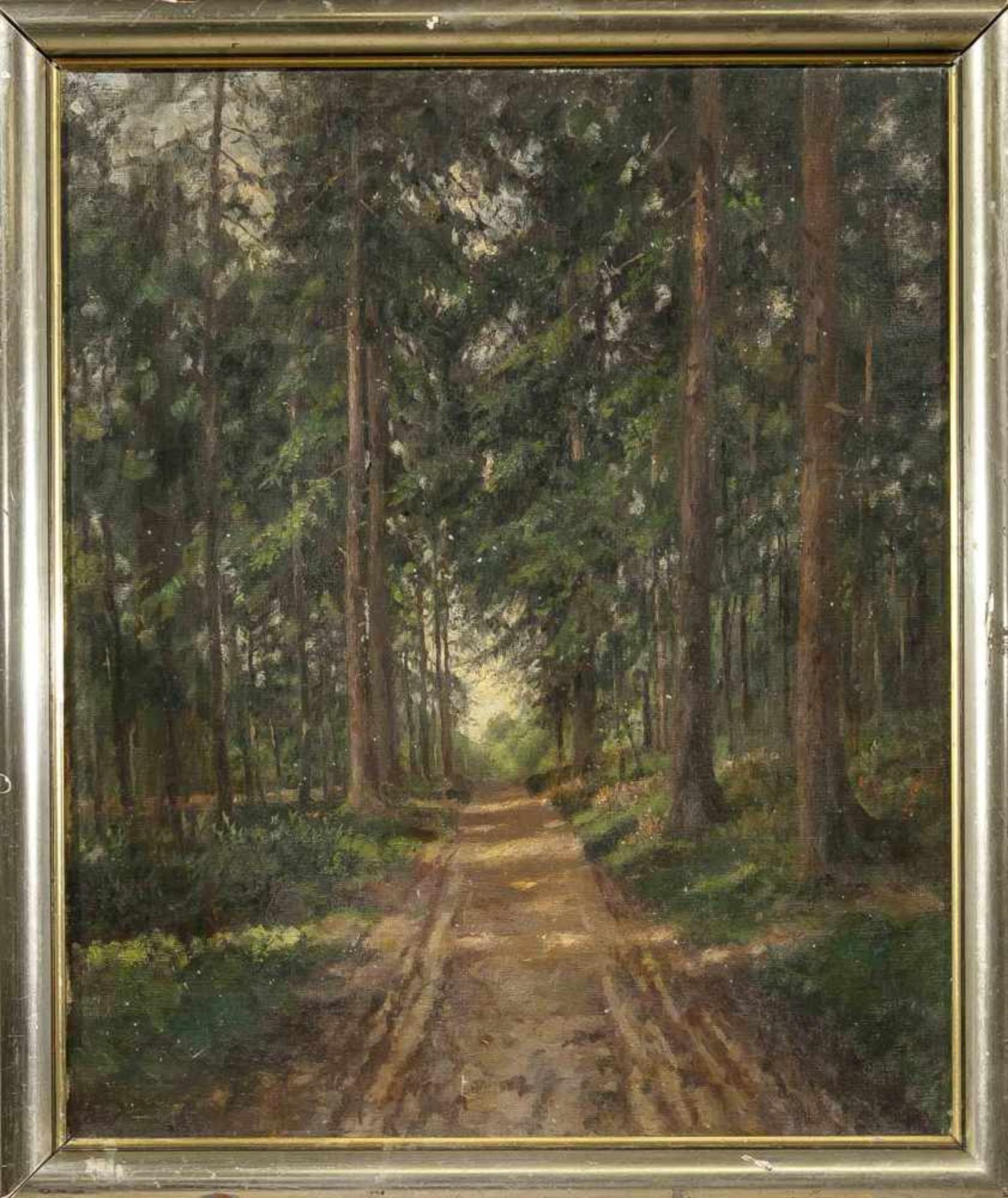 Deutscher Maler, 1. H. 20. Jh., großes Waldstück, Öl/Lwd., unsign., etwas angeschmutzt, 77x 65 cm,