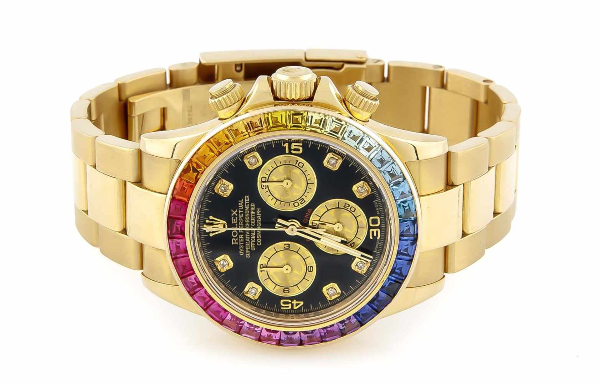 Rolex Daytona Rainbow, 116528, Gehäuse und Band 750/000 Gelbgold, mit Box und Papieren,Automatik - Image 2 of 6