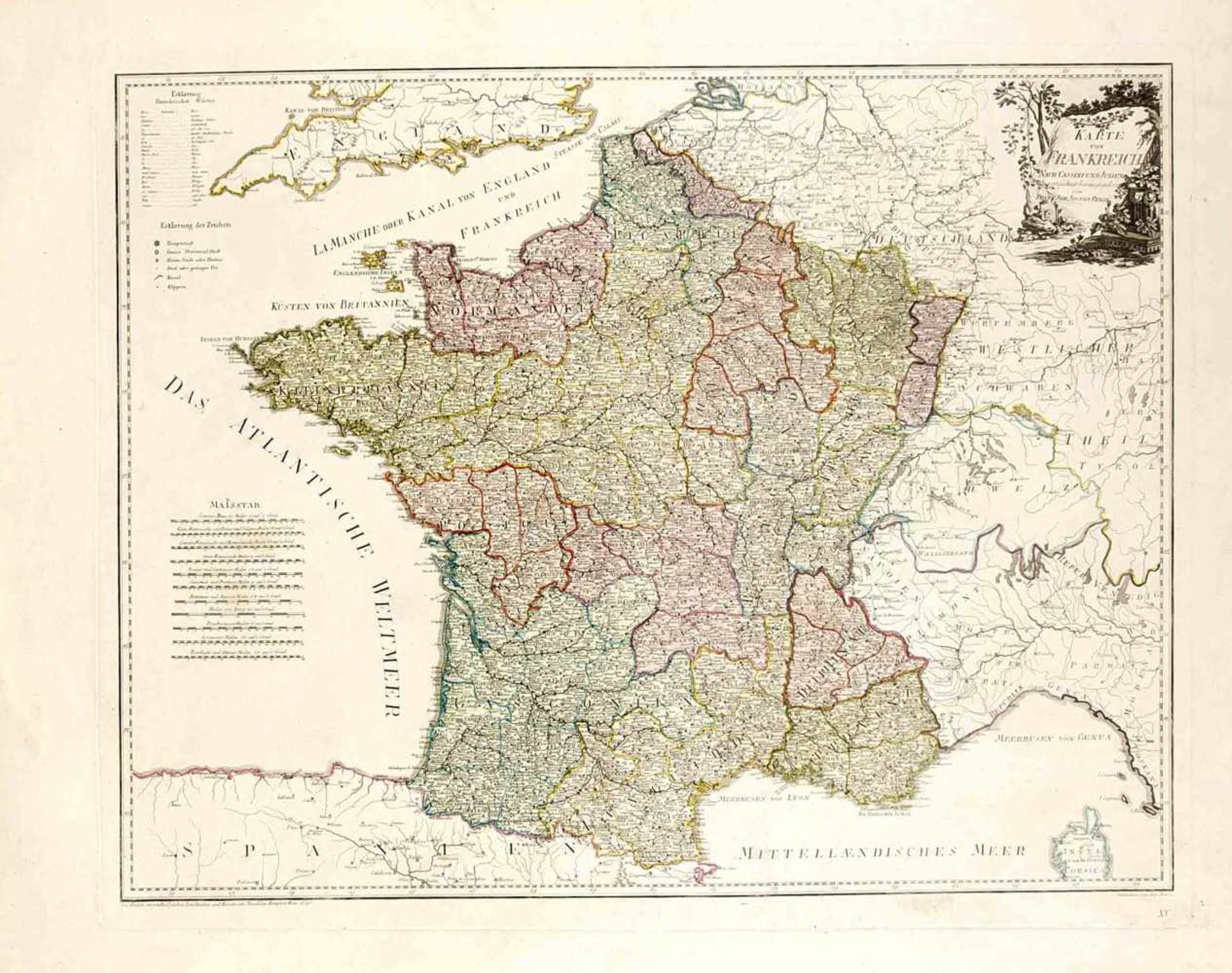Drei historische Karten von Polen, Russland und Frankreich, Franz Johann Joseph vonReilly, aus dem - Image 3 of 3