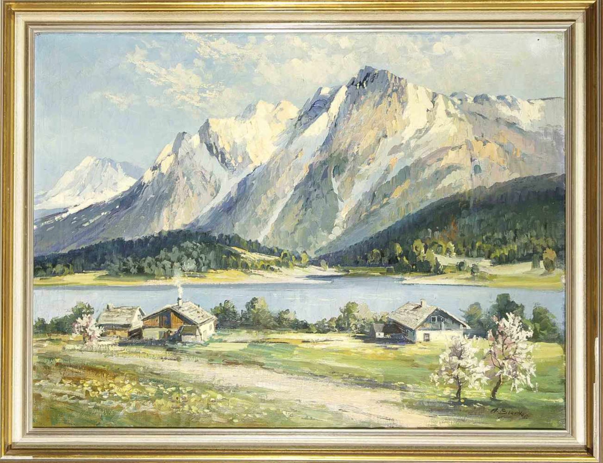 Albert Blaetter (1878 - 1935), deutscher Maler, tätig in Berlin, Alpenlandschaft, Öl aufLwd., u. re.