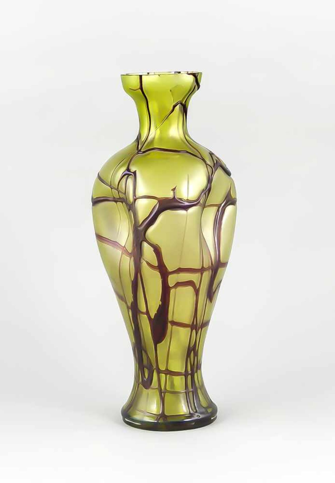 Jugendstil-Vase, um 1900, Pallme König, runder Stand, geschweifter Korpus, dreifacheingezogen,