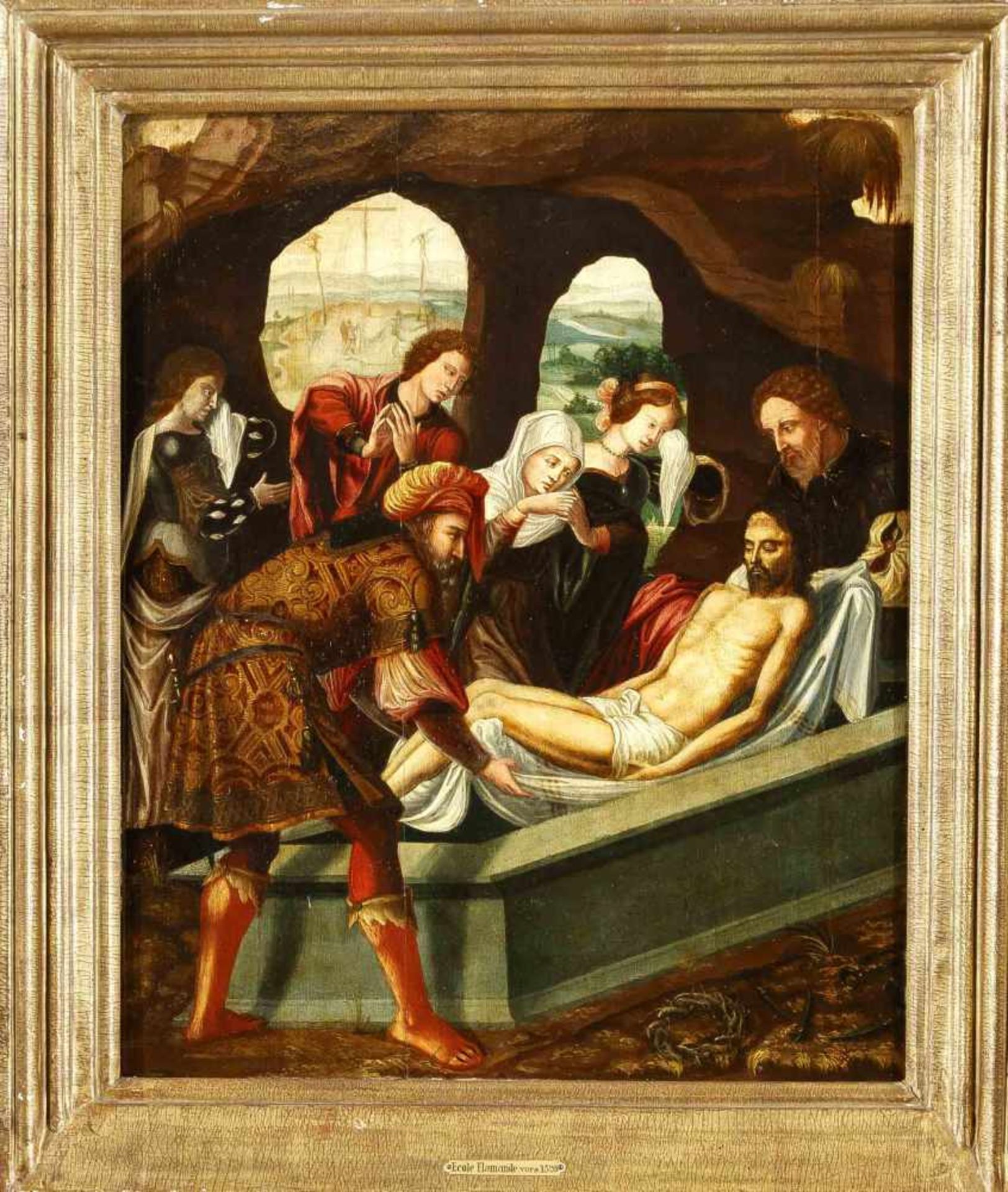 Niederländisch-flämischer Maler des 16. Jahrhunderts, Grablegung Christi. SzenischeDarstellung in