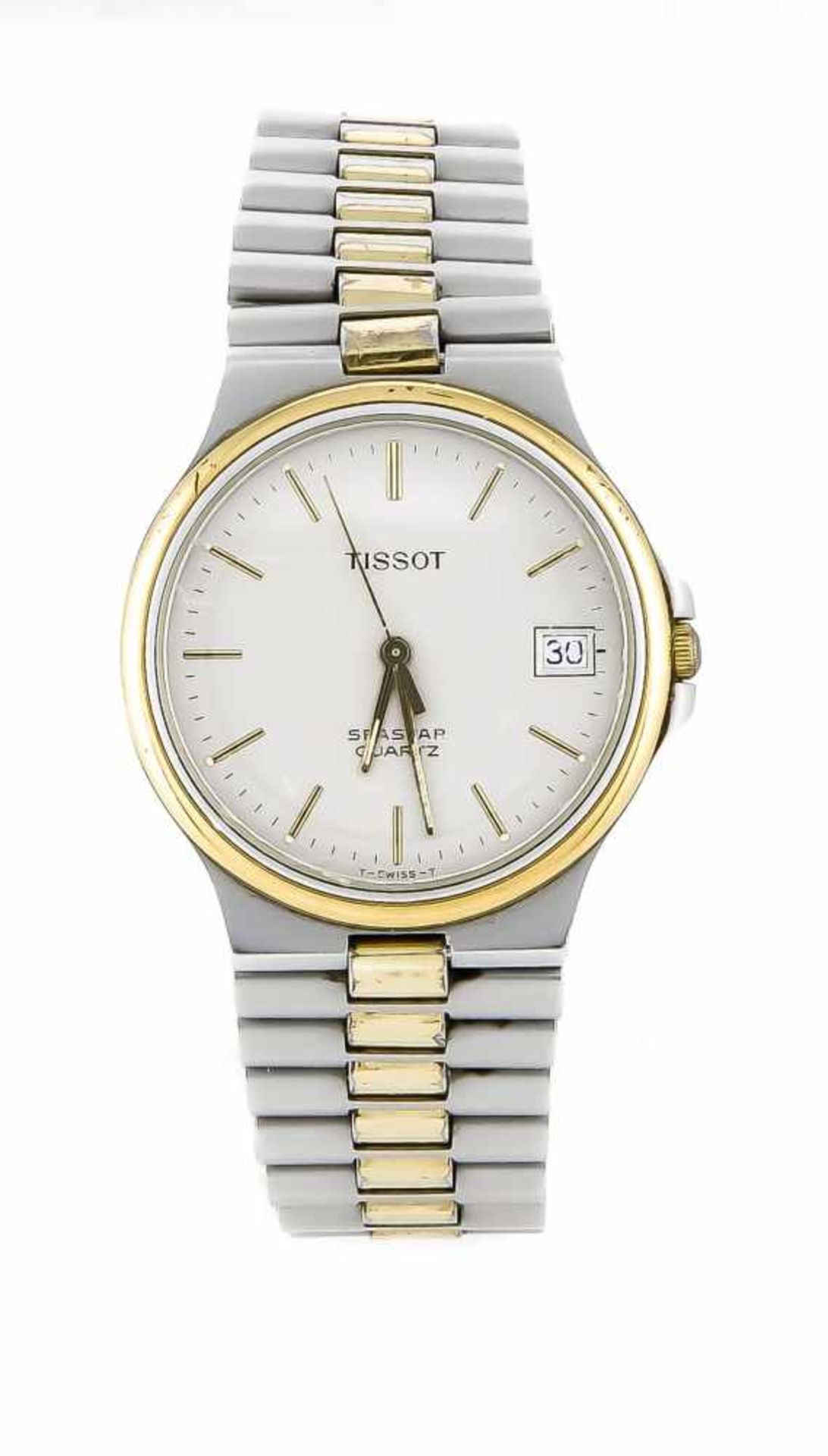 Herrenuhr Tissot Seastar, Quarz bicolor, WD 30m, mit Metallband, graues Zifferblatt mitBalken, Datum