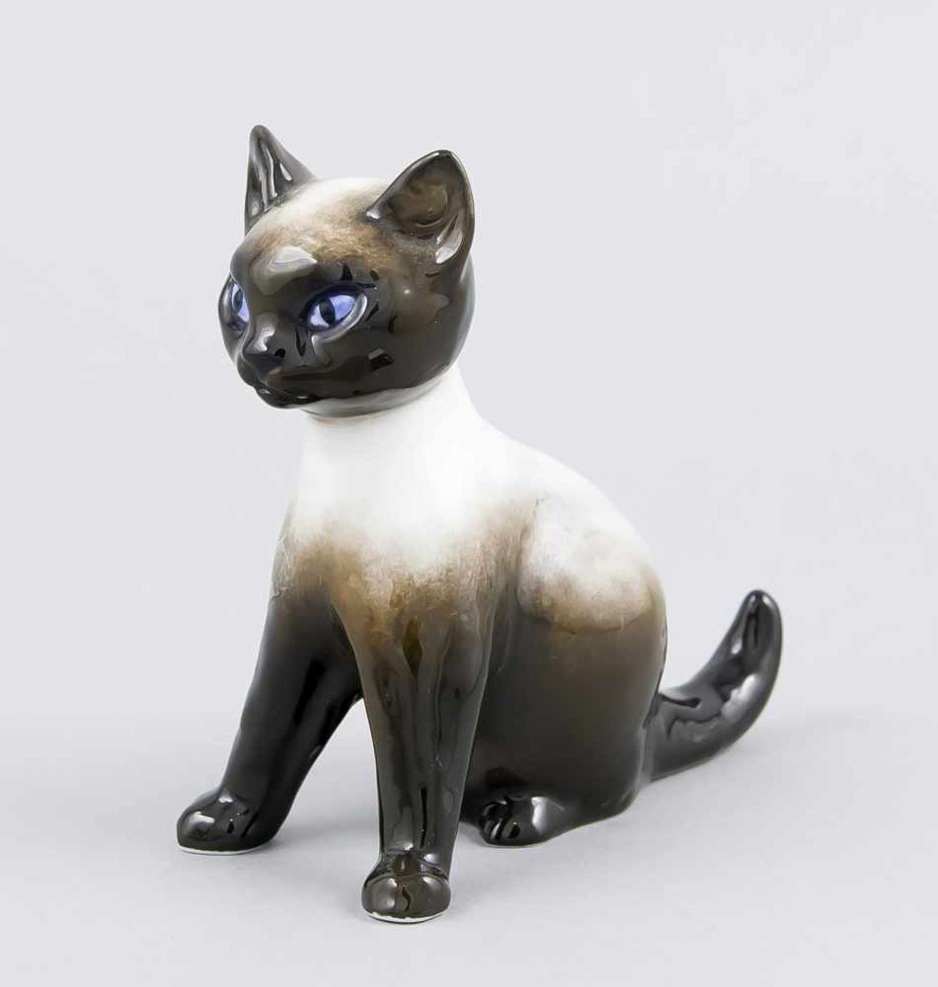 Stehende Siam-Katze, Rosenthal, Classic-Rose Collection, Marke nach 1975, naturalistischstaffiert in