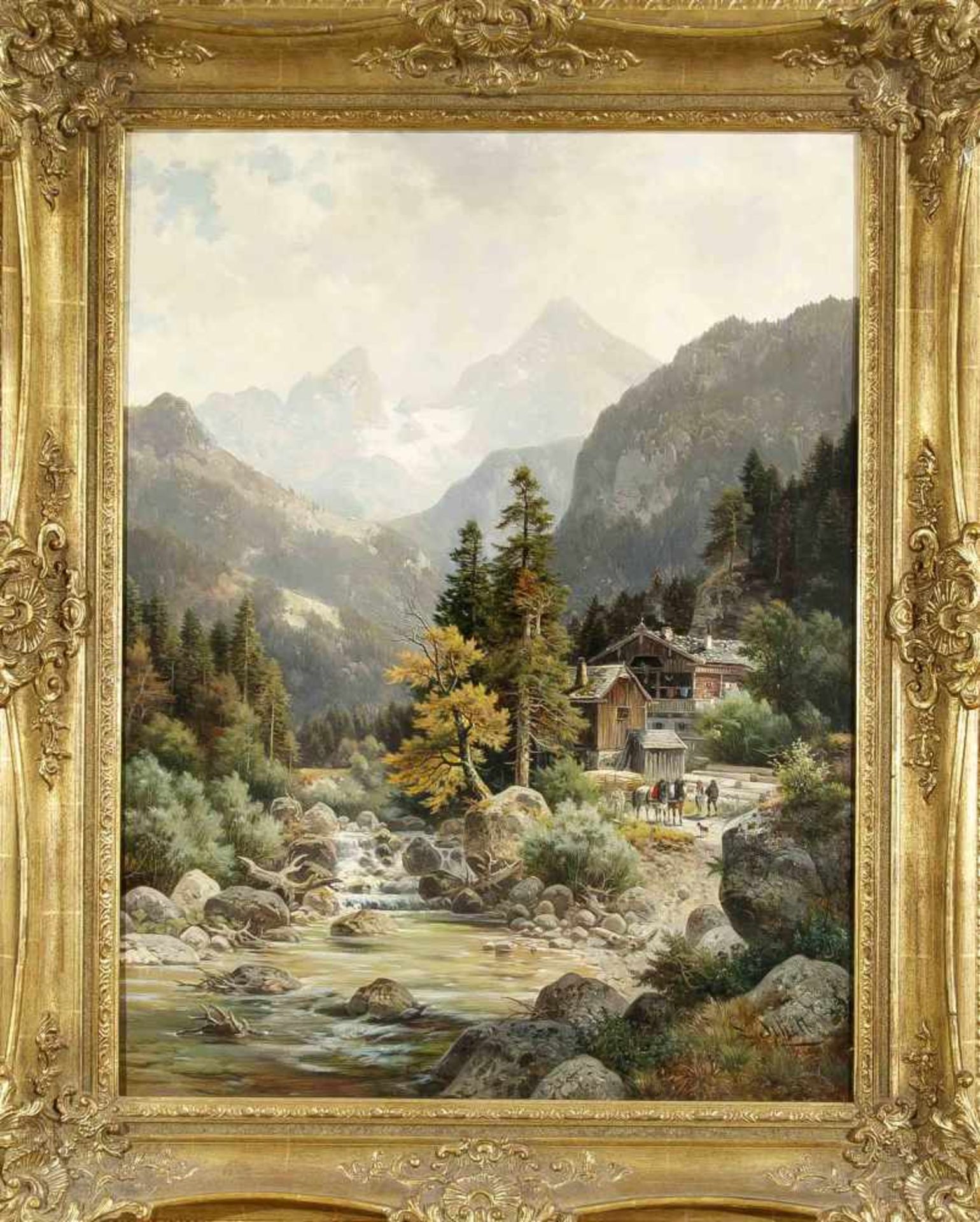 Ludwig Sckell (1833-1912), Münchner Landschaftsmaler, Partie bei Berchtesgaden mit demWatzmann im