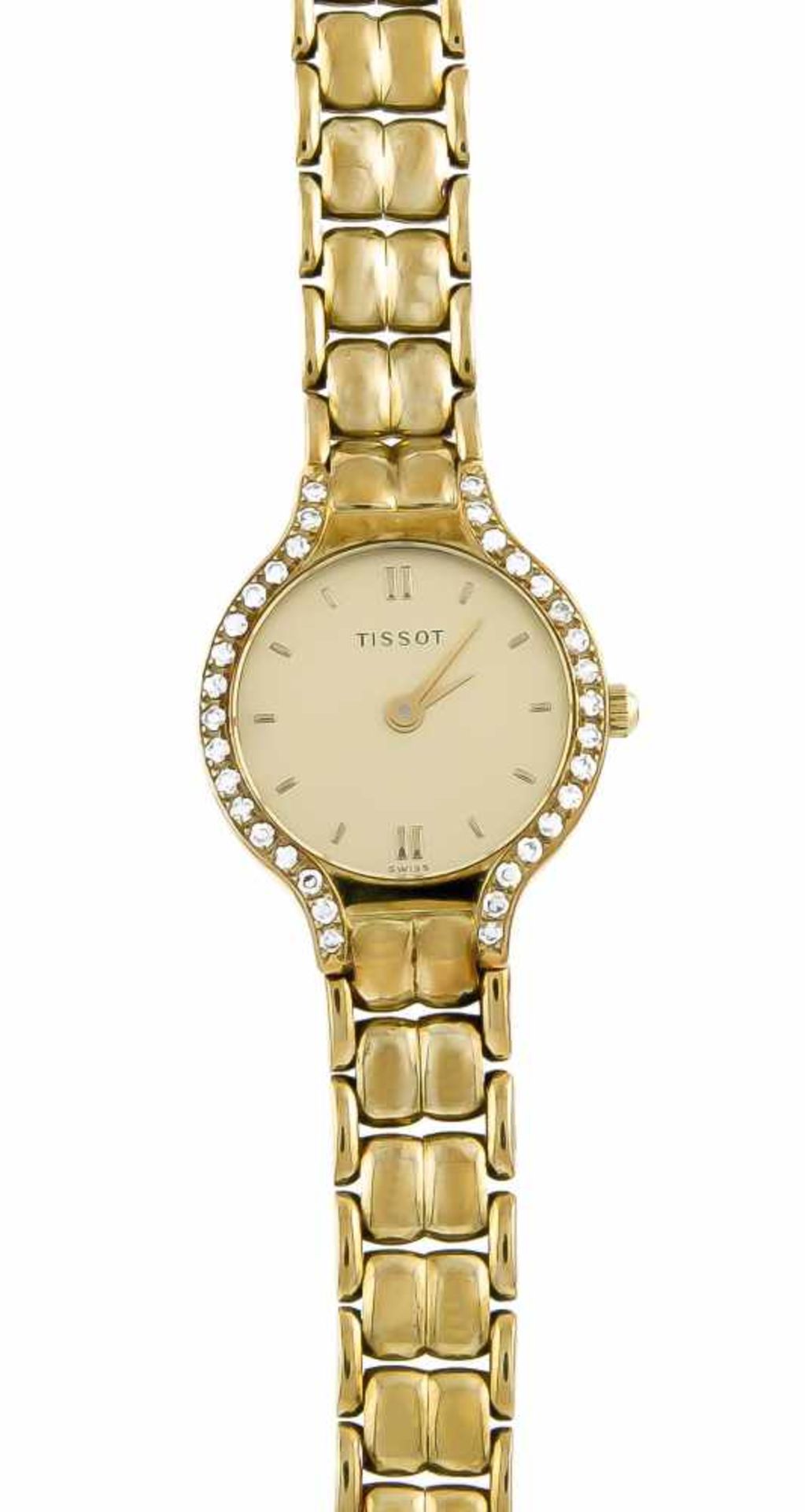 Damenquarzuhr, Tissot swiss made, 585 GG mit 0,17 ct. Diamanten im 8/8 Schliff inKrappenfassung