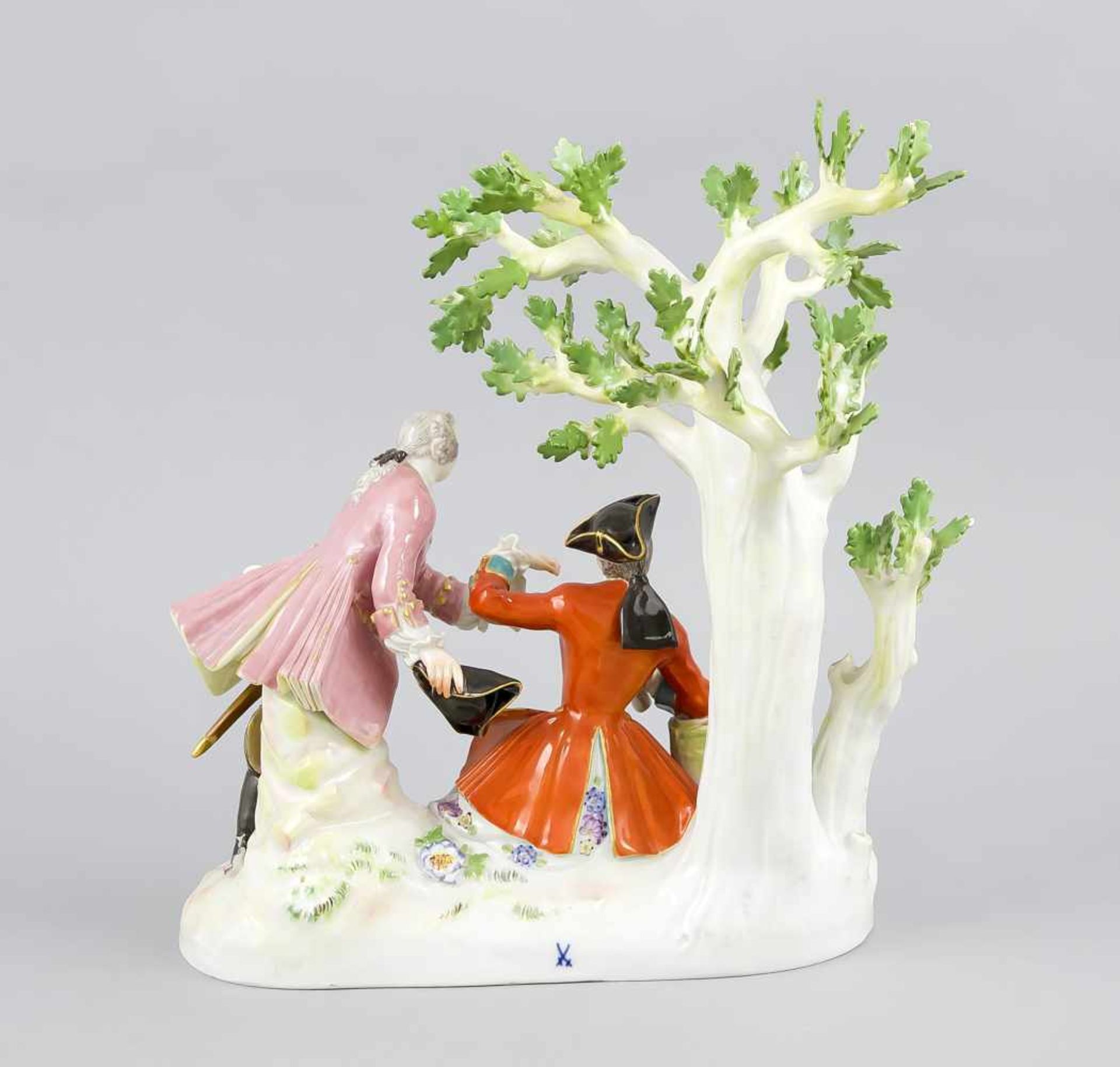 Jägergruppe am Baum, Meissen, um 1972, 1. W., Entwurf Johann Joachim Kaendler im Jahr1743, Modellnr. - Bild 2 aus 2