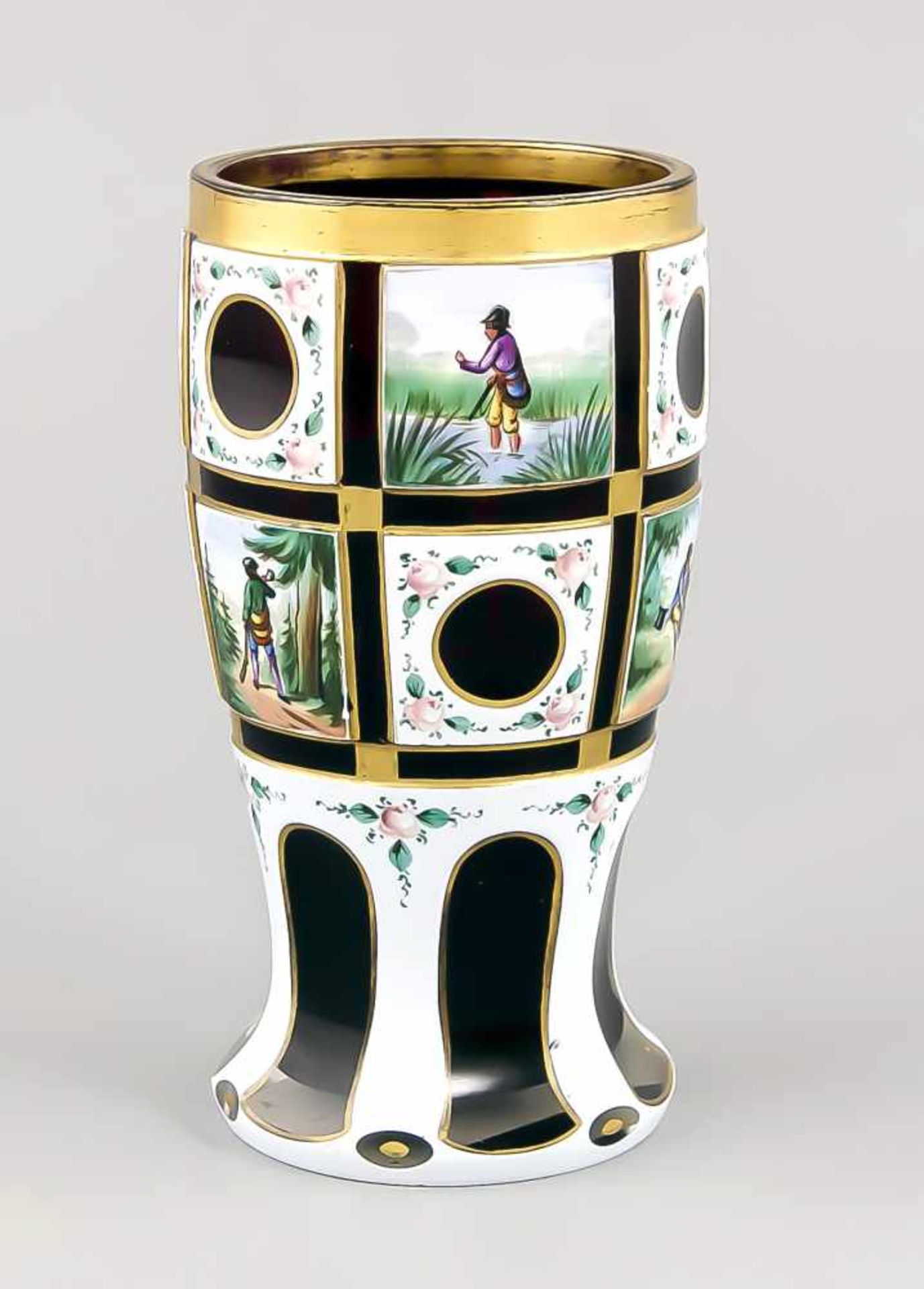 Becherglas, Böhmen, 19. Jh., runder Stand, geschweifter Korpus, rubinrotes Glas, tlw. - Image 2 of 3