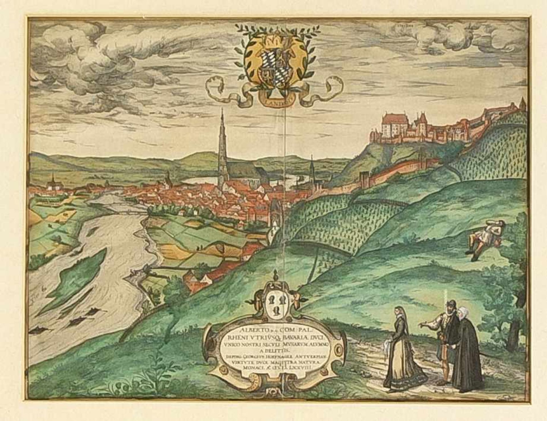 Braun & Hogenberg, nach Georg Hoefnagel (1542 - 1600), "Landshut" aus Civitates OrbisTerrarum,
