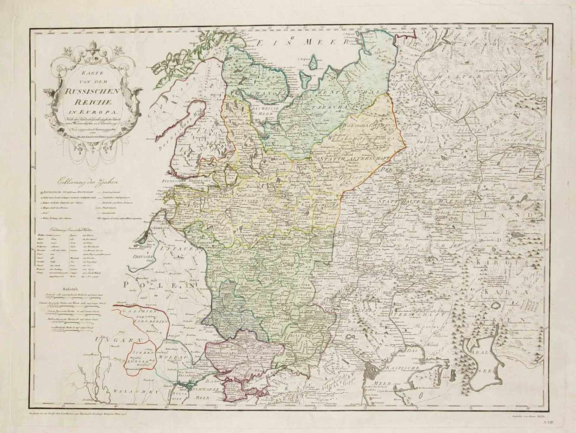 Drei historische Karten von Polen, Russland und Frankreich, Franz Johann Joseph vonReilly, aus dem