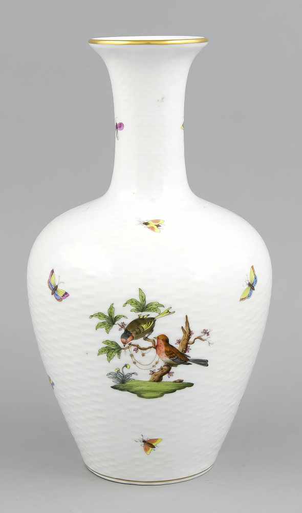 Vase, Herend, Marke nach 1967, Dekor Rothschild, Vogel- und Insektenmalerei, - Image 2 of 2