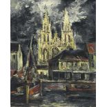 Wilhelm Schmetz (1890-1938), dt. Maler aus Düsseldorf, Ansicht von Ostende mit der gotischen Peter