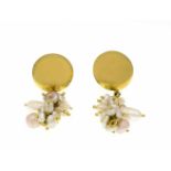 Perlen-Ohrstecker GG 750/000 mit Zucht-Perlen 8 - 3 mm, L. 36 mm, 8,6 gPearl stud earrings GG 750/