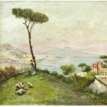Scognamiglio, neapolitanischer Maler, um 1900, Magd mit Hühnern an der Amalfiküste, Öl aufLwd., u.