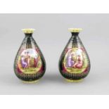 Zwei Vasen, Thüringen, 20. Jh., Wiener Manier, bauchige Flaschenform, polychromer Dekormit