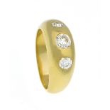 Altschliff-Diamant-Ring GG 750/000 mit 3 Altschliff-Diamanten, zus. 2,0 ct G-H/lupenrein,RG 70, 20,