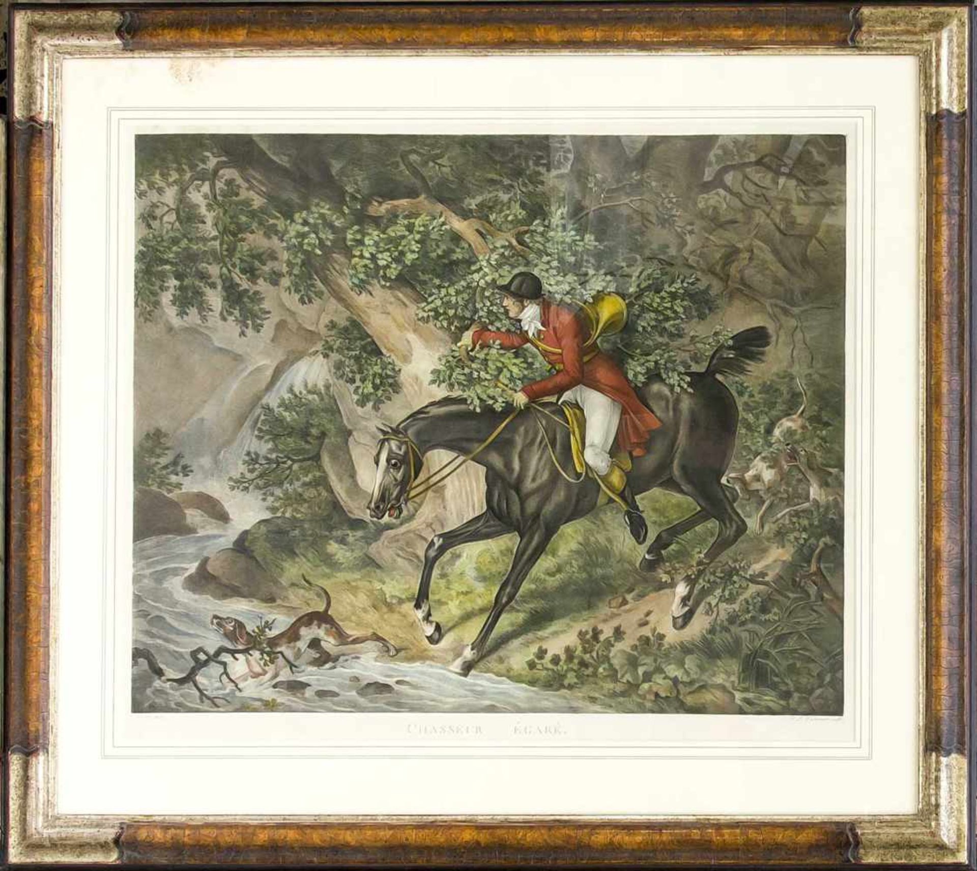 Zwei englische Schabkunstblätter, Philibert-Louis Debucourt (1755-1832), "Chasseur égaré",