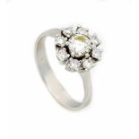 Brillant-Ring WG 585/000 mit einem Brillanten 0,50 ct l.get.W/PI und 8 Brillanten, zus.0,40 ct l.