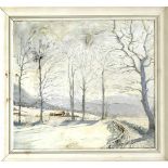 August Wilde (1881-1950), Winterlandschaft, "Weg nach Fischbachau", Öl auf Lwd., u. li.sign.,