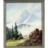 M. de Haas, Alpenlandschaft Mitte 20. Jh., Öl auf Hartfaser, 60 x 50 cm, ger. 70 x 60 cm