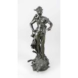 Albert-Ernest Carrier-Belleuse (1824-1887), "Diana", große dunkel patinierte Bronzeplastikder