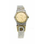 Damenuhr Ebel Classic Wave Quarz, Mod. 166901, Stahl / 18k Gold, goldfarbenes Zifferblattmit Balken,