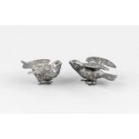 Paar Vögel, 20. Jh., Silber geprüft, L. bis 8 cmPair of birds, 20th cent., silver tested, L. up to 8