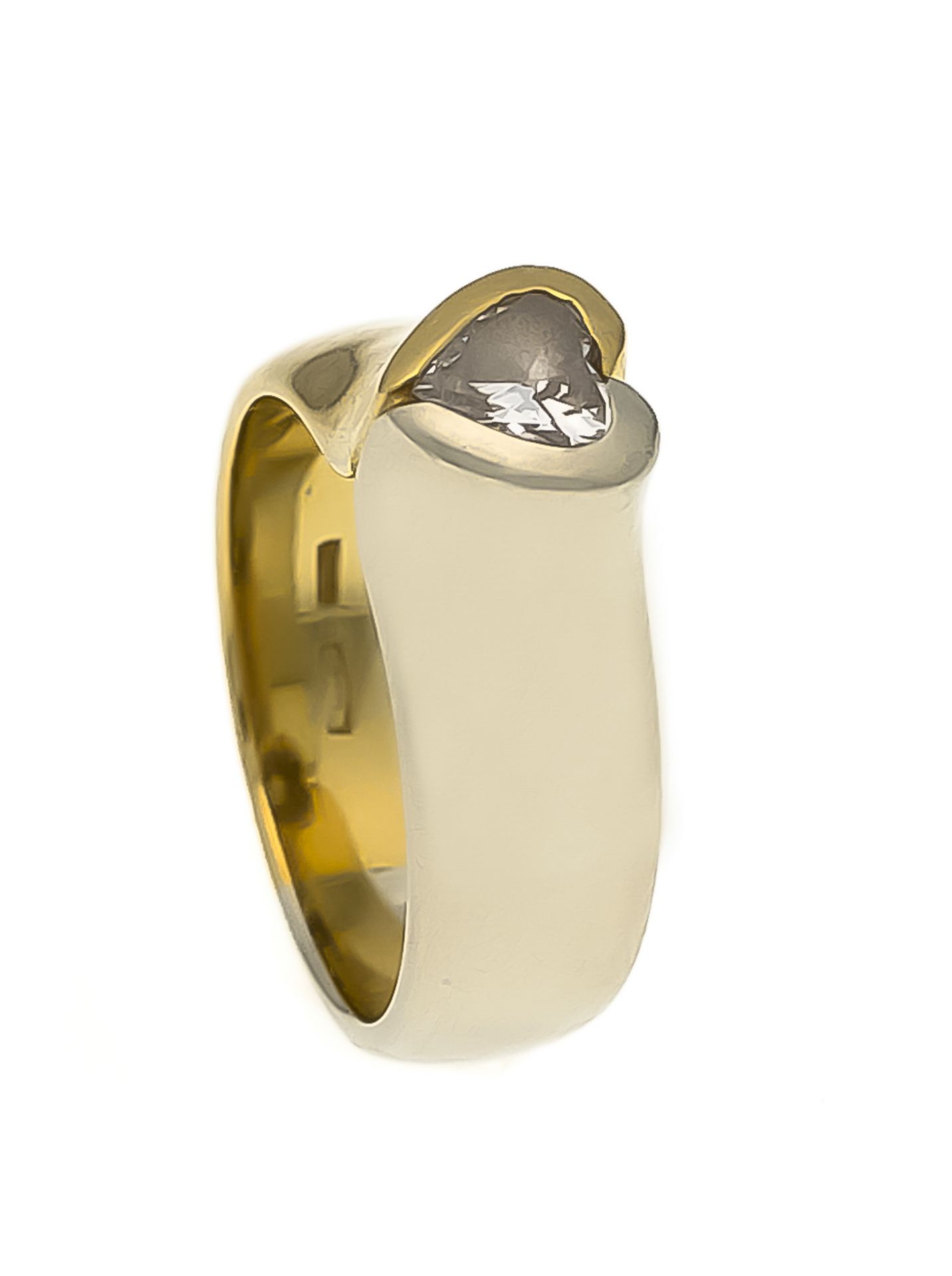 Herz-Diamant-Ring GG/WG 750/000 mit einem Herz-Diamanten 0,35 ct get.W/SI, RG 51, 10,0 gHeart