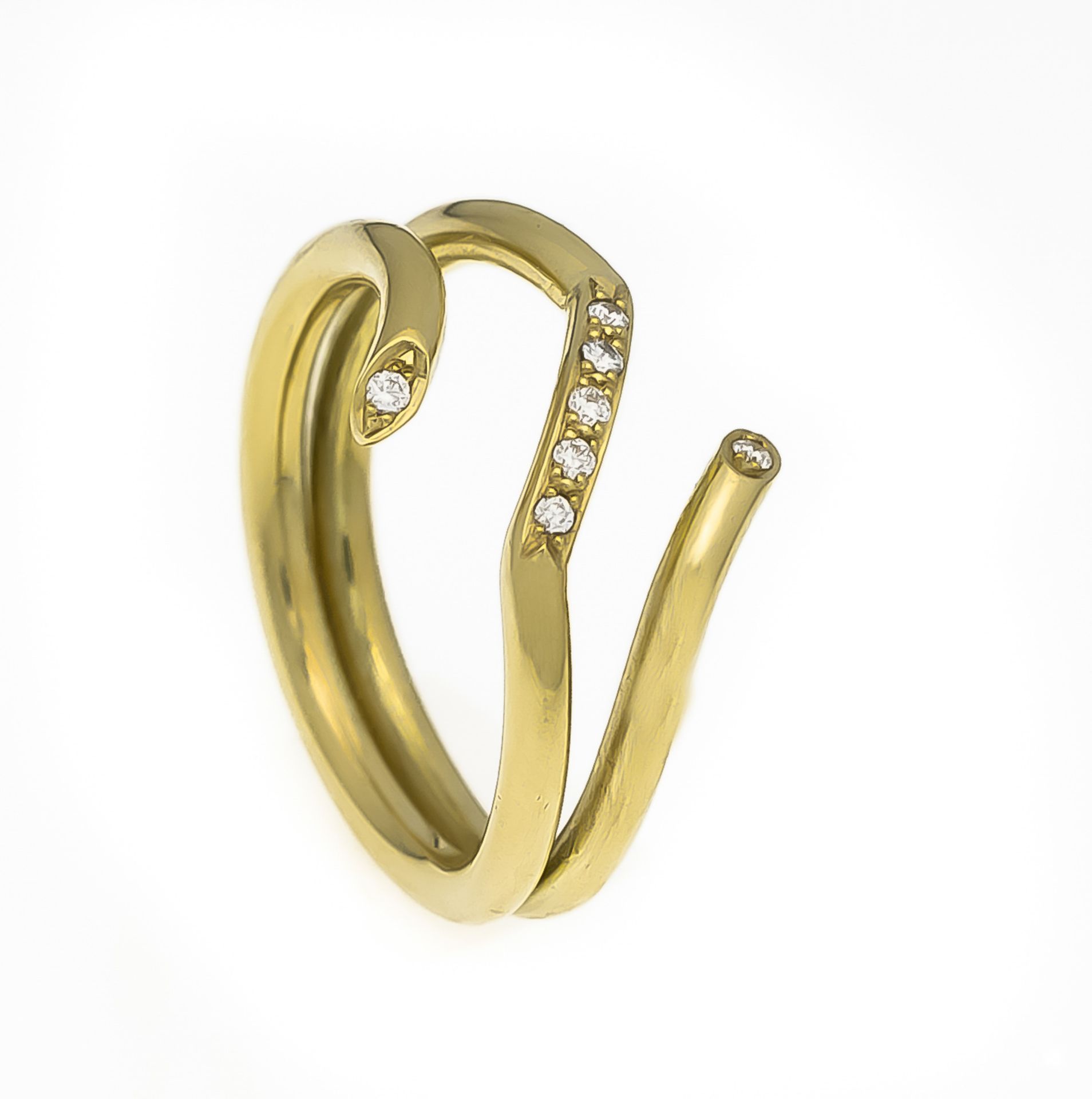 Brillant-Ring GG 585/000 mit 7 Brillanten, zus. 0,11 ct W/SI, RG 63, 8,9 gBrillant ring GG 585/000