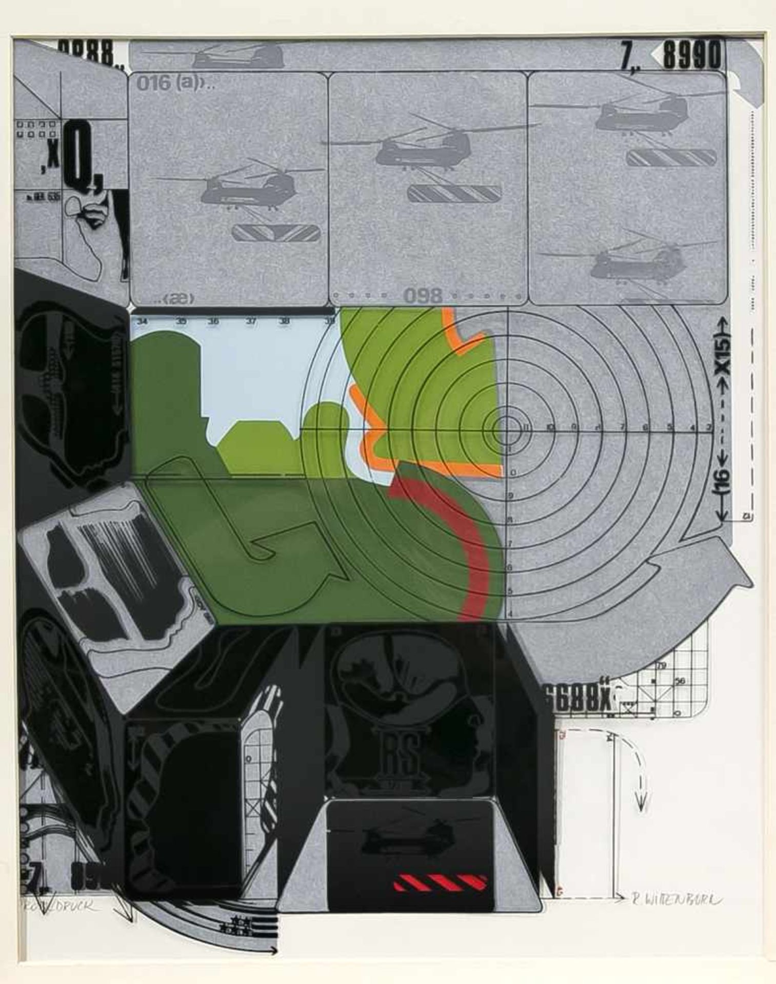 Rainer Wittenborn (*1941), dt. Maler, Grafiker und Hochschulprofessor, "Helikopter",Serigraphie