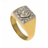 Brillant-Ring GG/WG 750/000 mit einem Altschliff-Diamant-Tropfen 0,60 ct l.get. W/SI und16