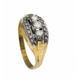 Brillant-Ring GG/WG 750/000 mit 3 Brillanten, zus. 0,32 ct und 12 Diamanten, zus. 0,12 ctTW-W/VS-SI,