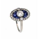 Saphir-Altschliff-Diamant-Ring Platin und WG 585/000 mit einem Altschliff-Diamanten 0,58ct Weiß -