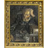 Anonymer Impressionist Anfang 20. Jh., Bildnis eines sinnierenden Mannes, Öl auf Lwd. insehr