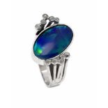 Opal-Ring WG 585/000 mit einer ovalen Opal-Triplette 16 x 9 mm, RG 50, 6,9 gOpal ring WG 585/000