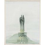 Bert Kitchen (*1940 Liverpool), "Leaning Tower", Öl/Holz, 1967, sign. u. re. Bert Kitchensowie verso