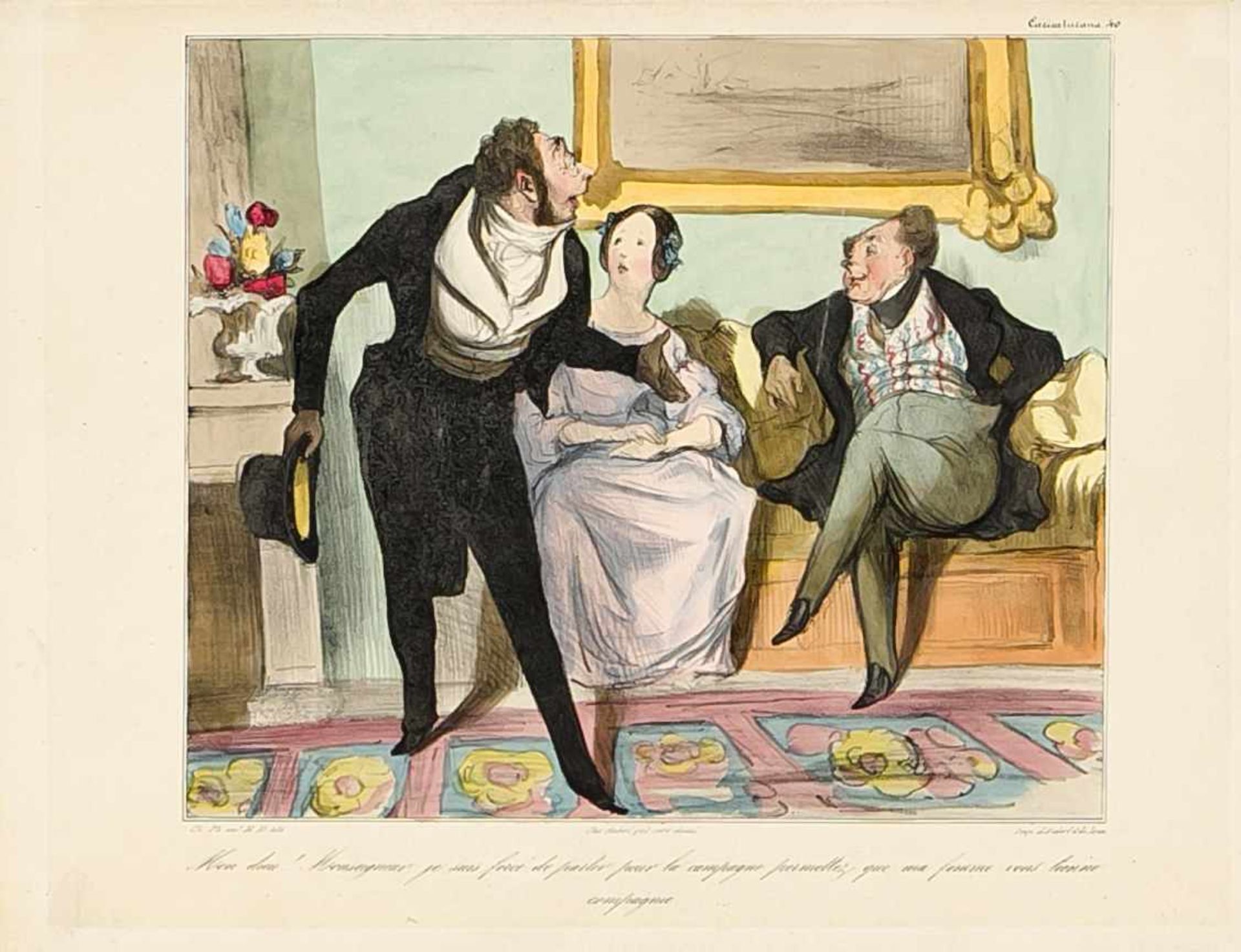 Honoré Daumier (1808-1879), Konvolut von 4 Karikaturen, handkolorierte Lithographien beiAubert, - Bild 2 aus 4