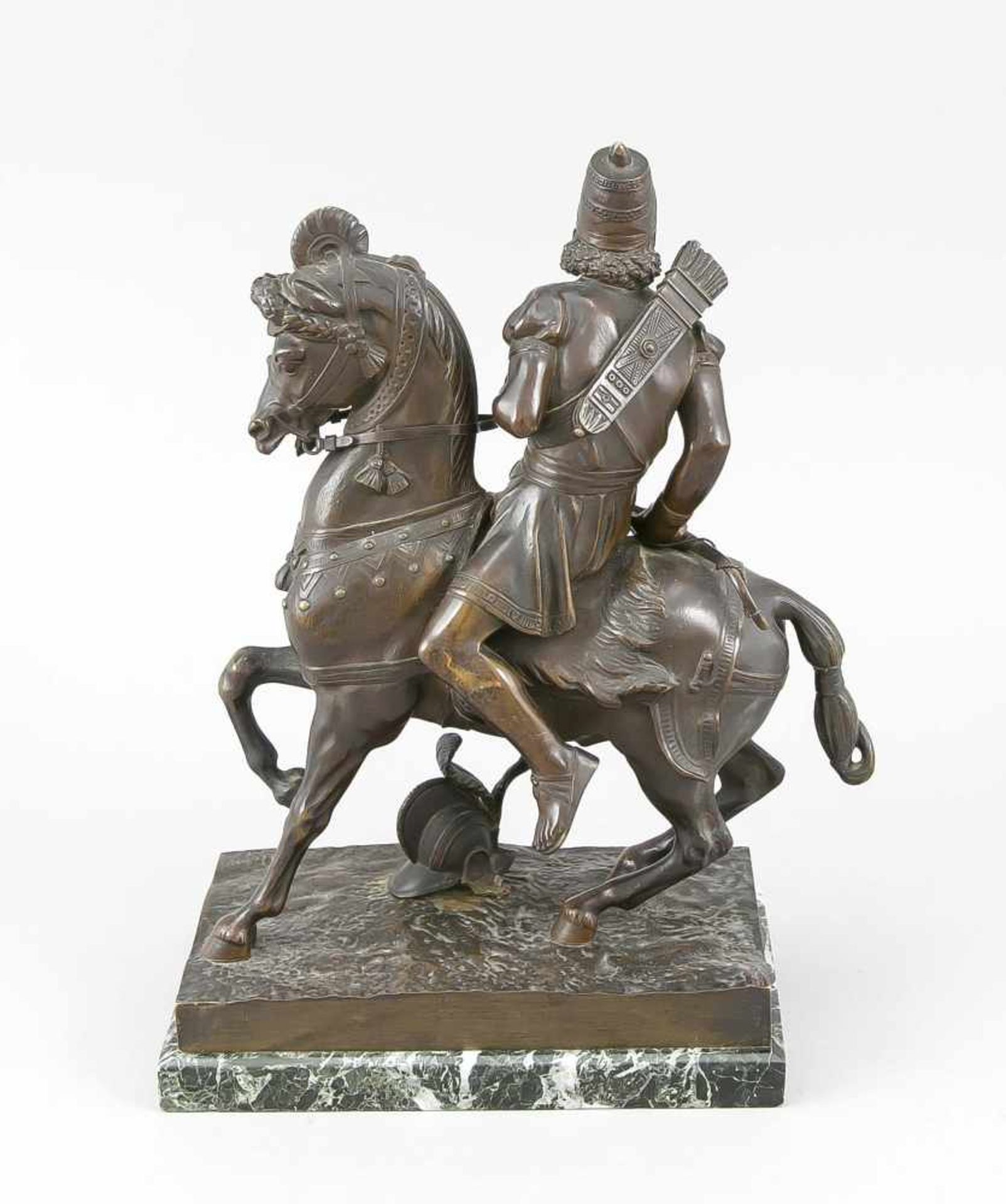Arthur Stein (1880-?), altorientalischer Krieger mit Bogen auf reich geschmücktem Pferd,braun - Bild 2 aus 2