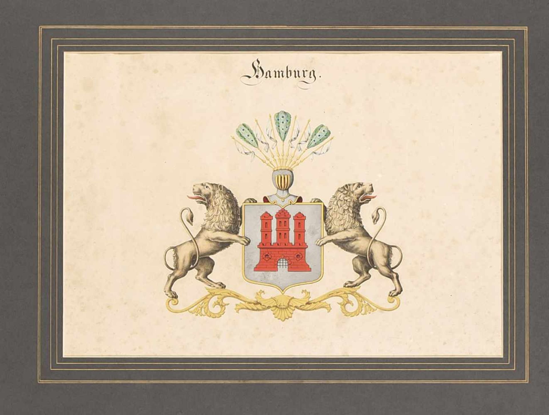 Zwei Wappen, aus "C. H. von Gelbke, Abbildungen der Wappen saemmtlicher EuropaeischenSouveraine, der - Bild 2 aus 2