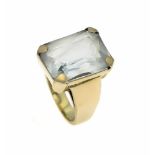 Aquamarin-Ring GG 585/000 mit einem fac. Aquamarin 16 x 12 mm in guter Farbe, RG 50, 9,5 gAquamarine