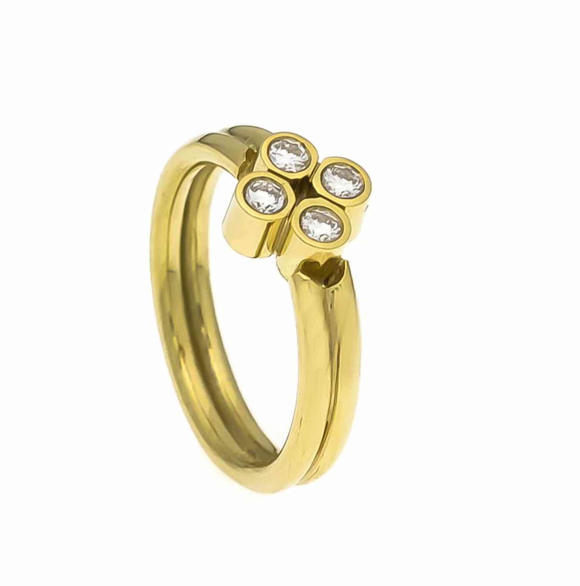 Brillant-Ring GG 585/000 mit 4 Brillanten, zus. 0,29 ct W/SI, RG 58, 6,7 gBrilliant ring GG 585/