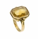 Citrin-Ring GG 585/000 mit einem im Scherenschliff fac. Citrin 16 x 13 mm, RG 58, 7,1 gCitrine