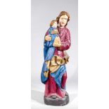 Heiligenfigur, 20. Jh., Standfigur Madonna mit Christuskind, vollplastisch geschnitzt undfarbig