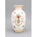 Jugendstil-Vase, Ducal, Crown Ware, Bristol, England, um 1900, Balusterform, polychrombemalt, H.