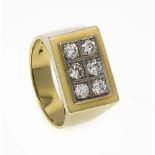 Altschliff-Diamant-Ring GG/WG 585/000 mit 6 Altschliff-Diamanten, zus. 0,90 ct W/VS-P1, RG60, 9,7