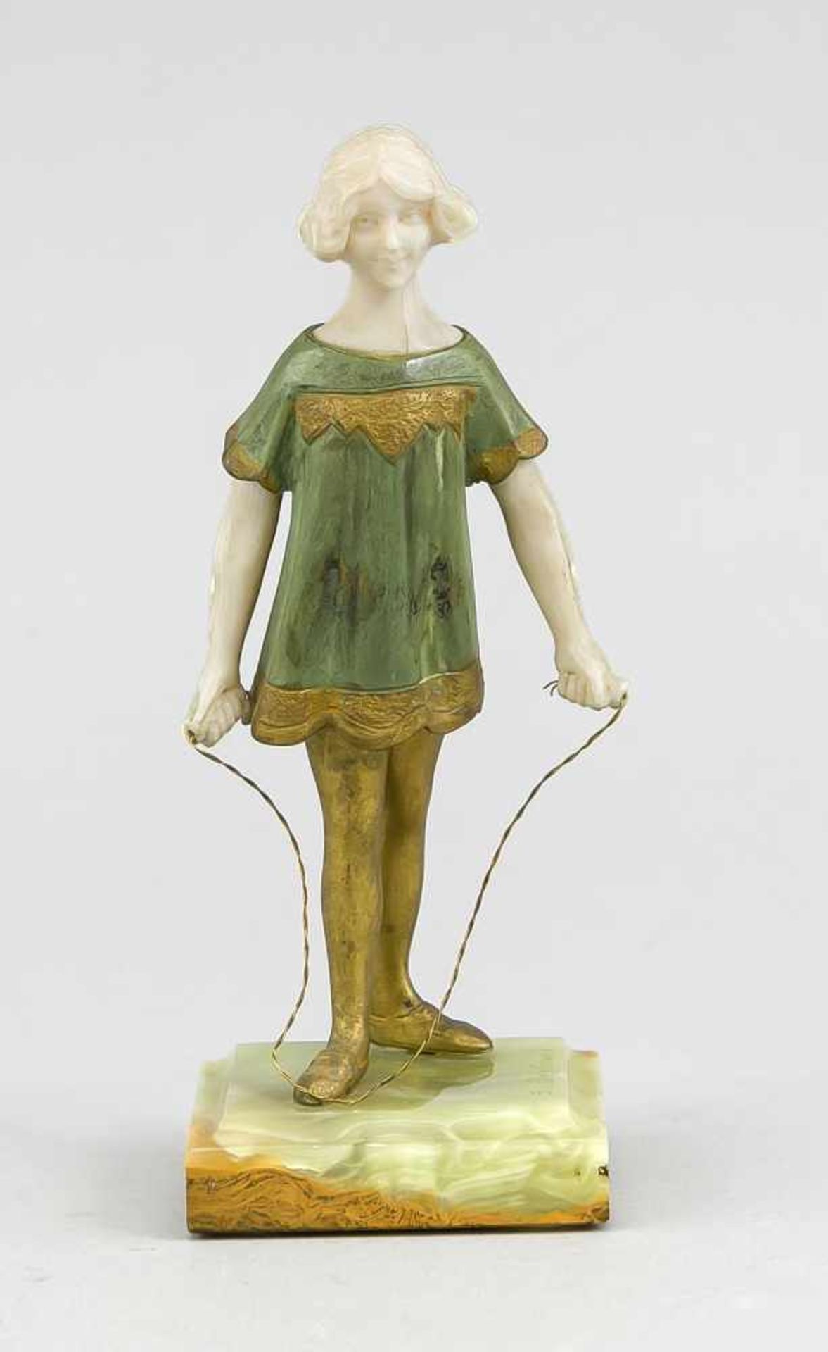 Suzanne Bertrand, französische Bildhauerin, tätig um 1900-1930, junges Mädchen mitSpringseil,