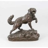 Charles Valton (1851-1918), frz. Tierbildhauer, großer Lawinenhund, braun patinierteBronze,