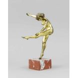 Anonymer Bildhauer um 1920, nackte Ausdruckstänzerin des Art-déco, goldfarben patinierteBronze auf