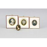 Sammlung von 4 Miniaturen mit Portraitdarst. Wolfgang Amadeus Mozarts, Marie Antoinettes,Robert