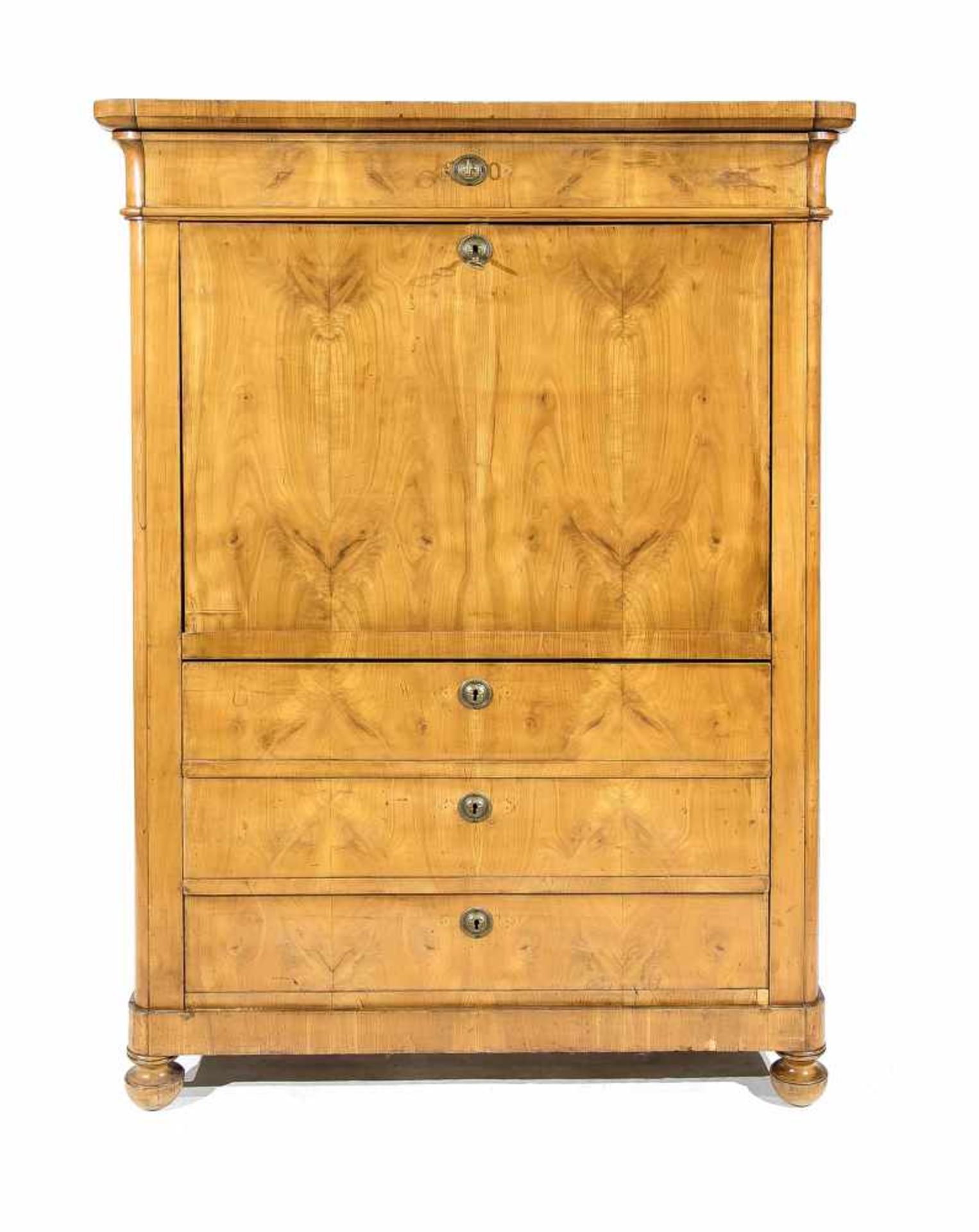 Standsekretär, Biedermeier um 1830, Kirschbaum furniert, gerader oberhalb leicht gekehlterKorpus mit - Bild 2 aus 2